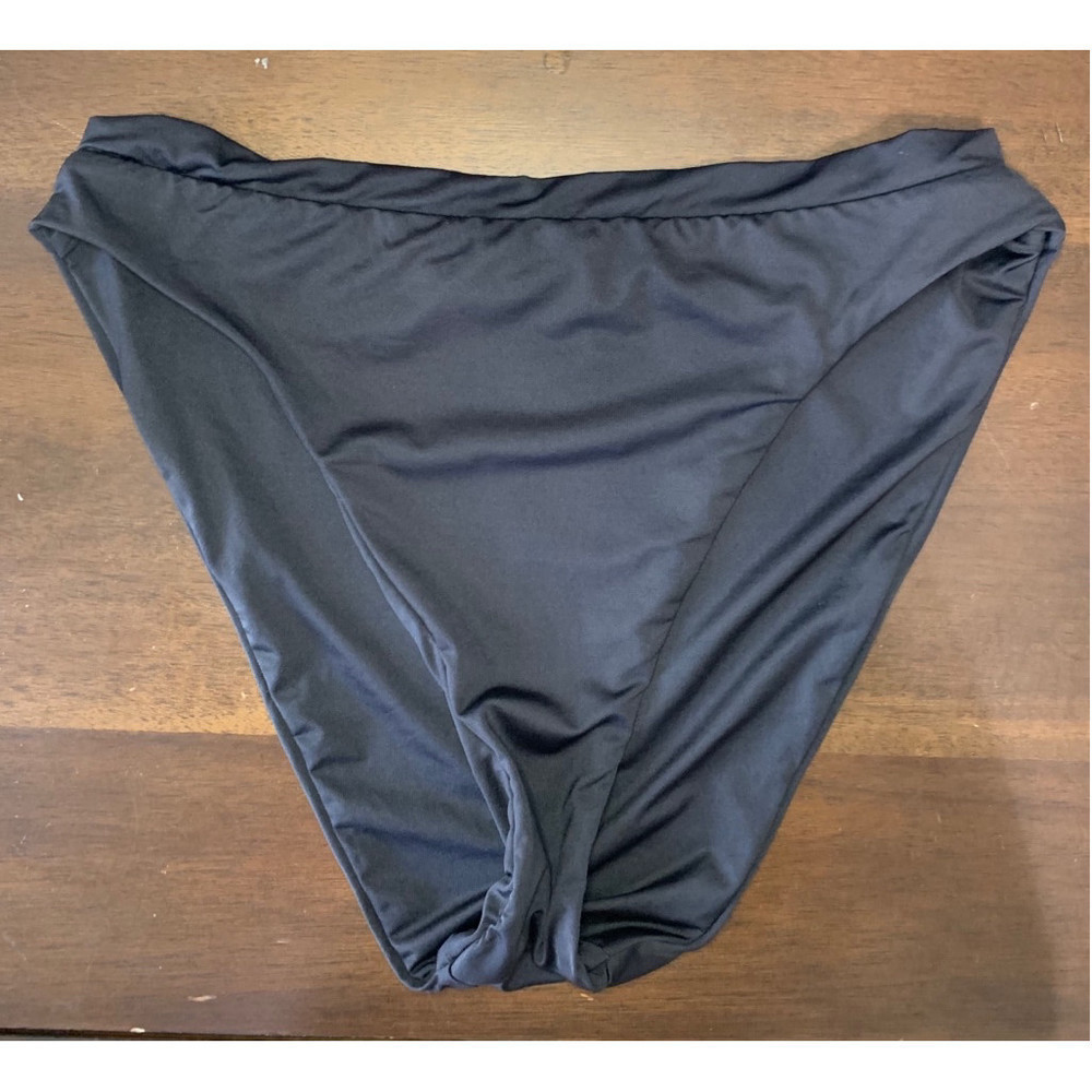 BECCA High Waist Black Bikini Swim Bottoms‎ Women Large